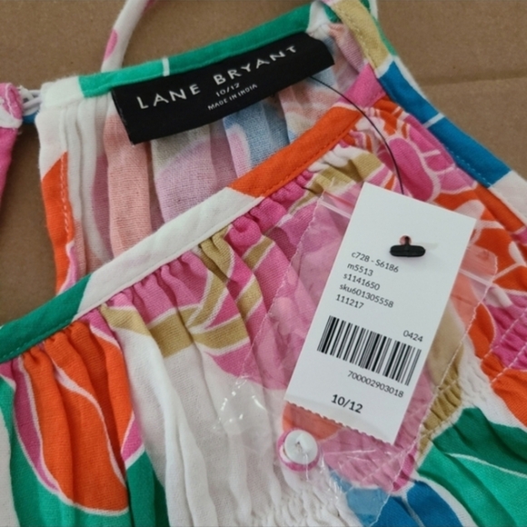 Lane Bryant Vibrant Tropical Floral Print Cotton Jumpsuit - Picture 8 of 10